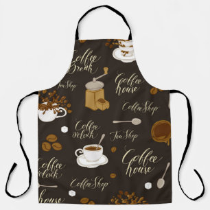 Seamless pattern on tea and coffee theme in retro  apron