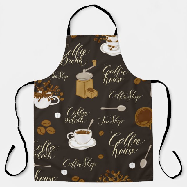 Seamless pattern on tea and coffee theme in retro  apron (Front)