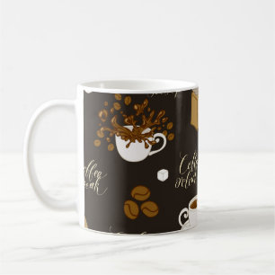 Seamless pattern on tea and coffee theme in retro mug