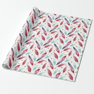 Seamless Pattern paper with Watercolor Feather