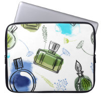 Seamless pattern parfum bottle and watercolor text