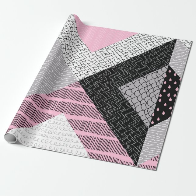 Seamless pattern, patchwork tiles. Freehand drawin Wrapping Paper (Unrolled)