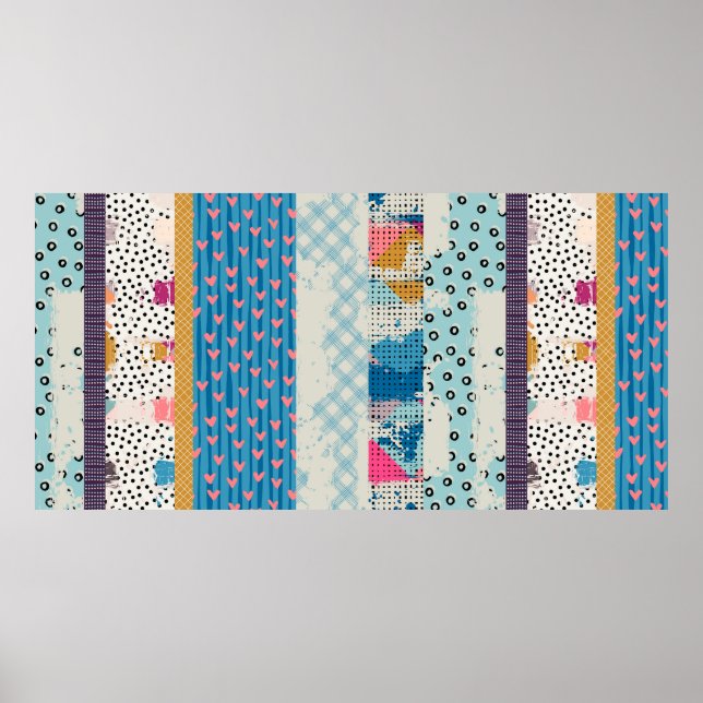 Seamless pattern, patchwork tiles.  poster (Front)