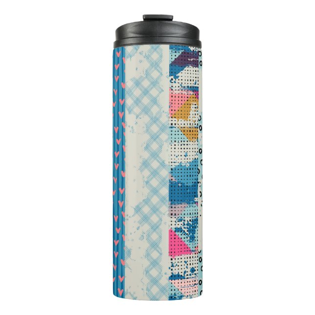 Seamless pattern, patchwork tiles.  thermal tumbler (Front)