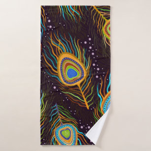 Seamless pattern "Peacock feathers" Bath Towel