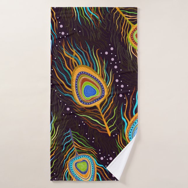 Seamless pattern "Peacock feathers" Bath Towel (Bath Towel)