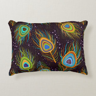 Seamless pattern "Peacock feathers" Decorative Cushion