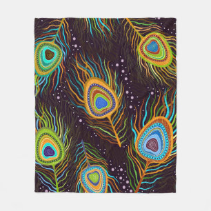 Seamless pattern "Peacock feathers" Fleece Blanket