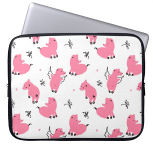 Seamless pattern piglet dont fly laptop sleeve