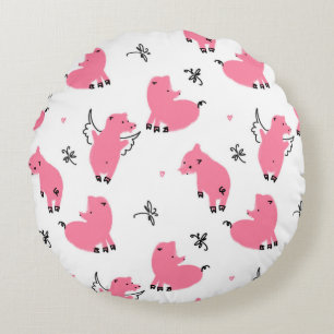 Seamless pattern piglet dont fly round cushion