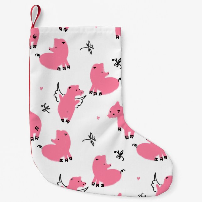 Seamless pattern piglet dont fly small christmas stocking (Front)