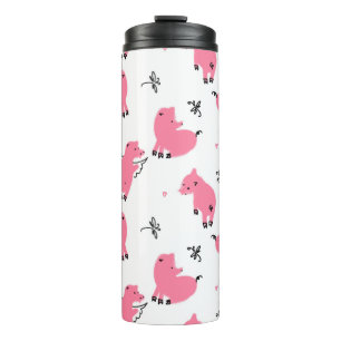 Seamless pattern piglet dont fly thermal tumbler
