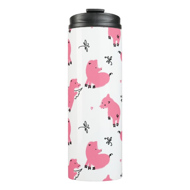 Seamless pattern piglet dont fly thermal tumbler (Front)