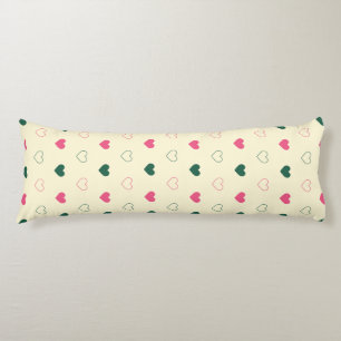 Seamless Pattern - Pink & Green Hearts on Cream Body Cushion