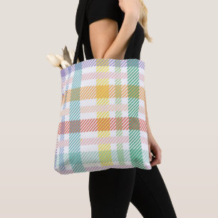 Seamless Pattern Plaid Light Colorful Tote Bag