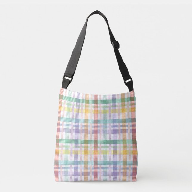 Seamless Pattern Plaid Light Colourful Crossbody Bag (Front)