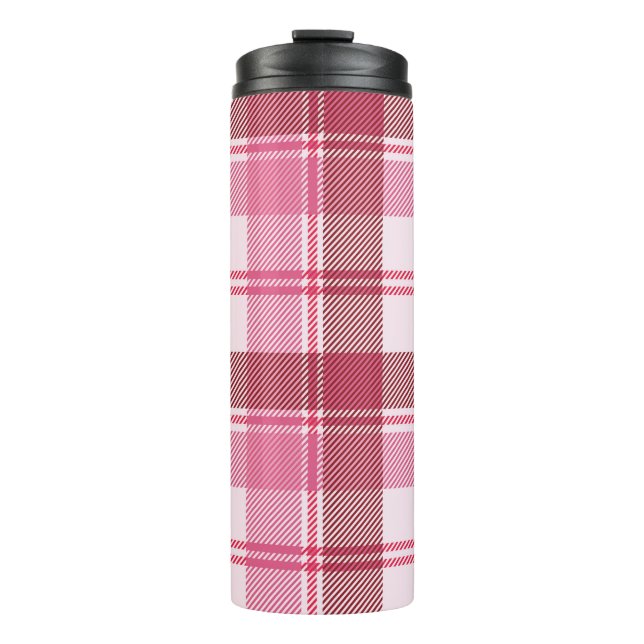 Seamless pattern plaid pink pastel. Square grid pa Thermal Tumbler (Front)