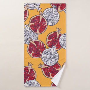 Seamless pattern. Pomegranate hand drawn.  Bath Towel