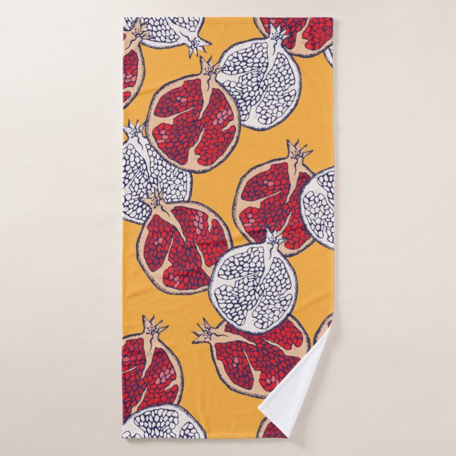 Seamless pattern. Pomegranate hand drawn.  Bath Towel (Bath Towel)