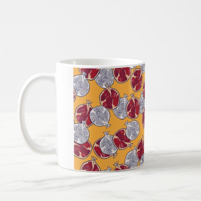 Seamless pattern. Pomegranate hand drawn.  Coffee Mug (Left)