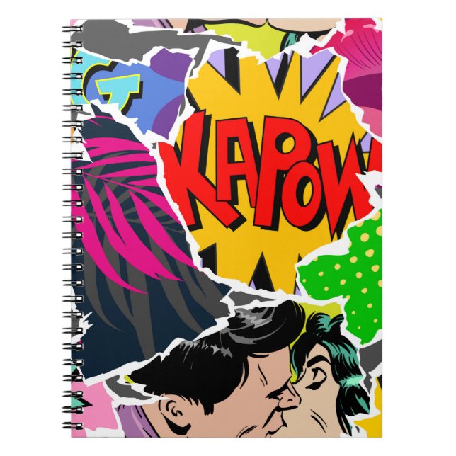 Seamless pattern pop art comics style. Collage of  Notebook (Front)