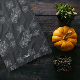 Seamless pattern print with spider webs, custom tea towel