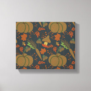 Seamless pattern Pumpkin & carrot dark background Canvas Print