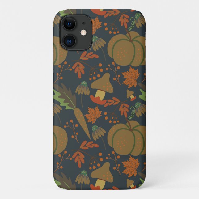 Seamless pattern Pumpkin & carrot dark background Case-Mate iPhone Case (Back)
