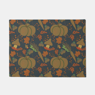 Seamless pattern Pumpkin & carrot dark background Doormat
