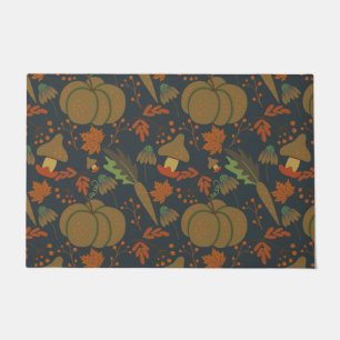 Seamless pattern Pumpkin & carrot dark background Doormat