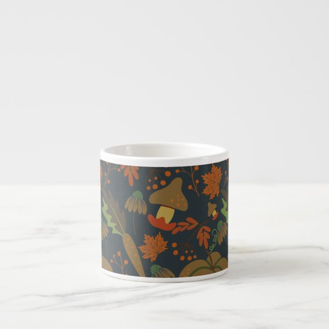 Seamless pattern Pumpkin & carrot dark background Espresso Cup (Front)