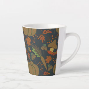 Seamless pattern Pumpkin & carrot dark background Latte Mug