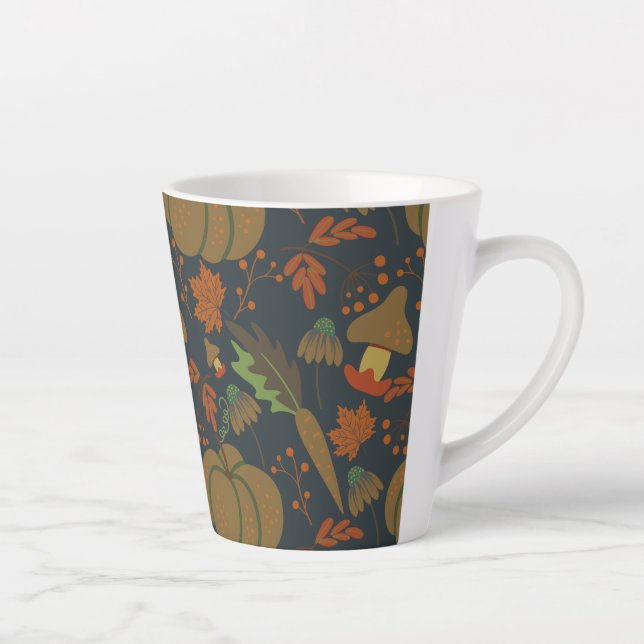 Seamless pattern Pumpkin & carrot dark background Latte Mug (Right)