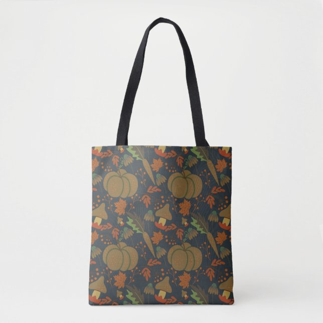 Seamless pattern Pumpkin & carrot dark background Tote Bag (Front)
