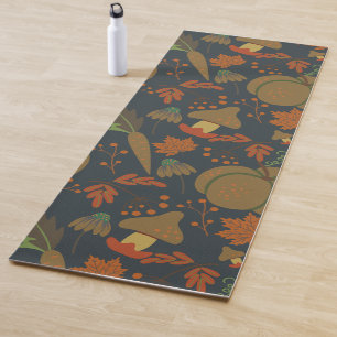 Seamless pattern Pumpkin & carrot dark background Yoga Mat