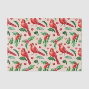 Seamless pattern red cardinal birds  tissue paper