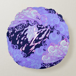 Seamless pattern. Retro style curly decorative clo Round Cushion