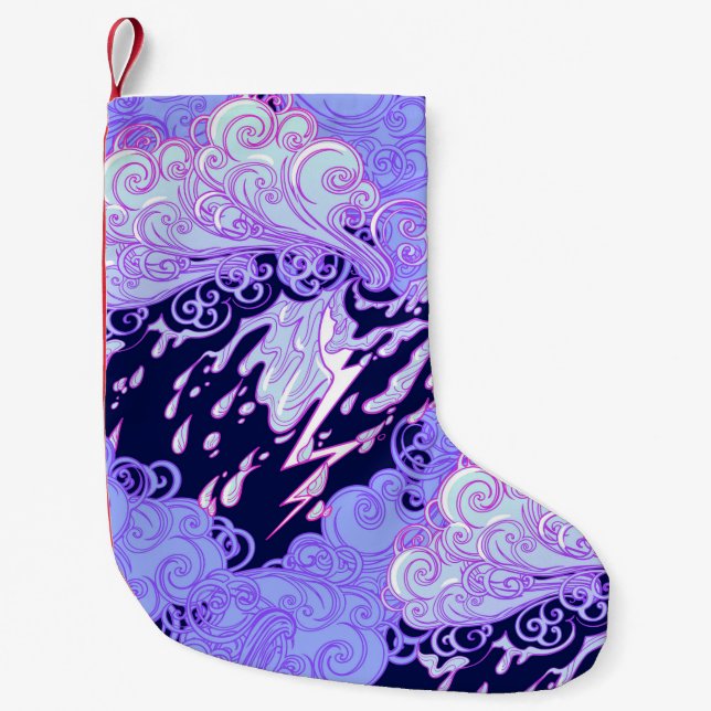 Seamless pattern. Retro style curly decorative clo Small Christmas Stocking (Front)