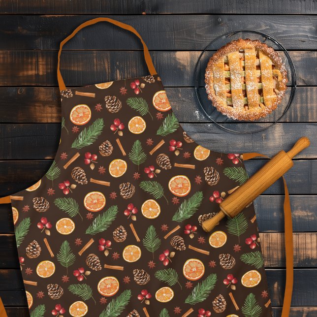 Seamless Pattern Rustic Botanical Christmas  Apron (Creator Uploaded)