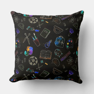 Seamless pattern school supplies, school cushion