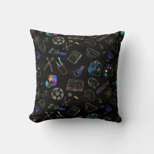 Seamless pattern school supplies, school cushion