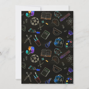 Seamless pattern school supplies, school thank you card