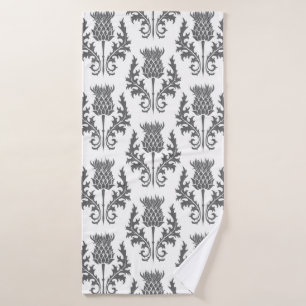 seamless pattern silhouette thistle bath towel
