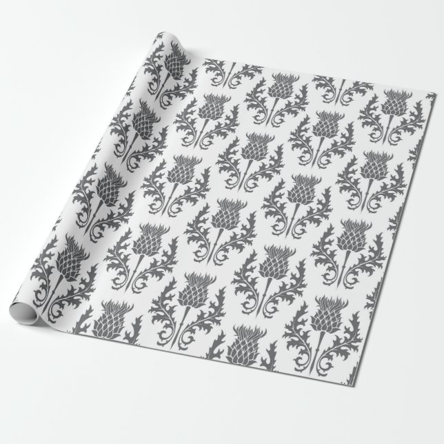 seamless pattern silhouette thistle wrapping paper (Unrolled)