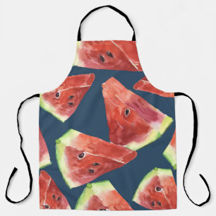 Seamless pattern. Slices of watercolor watermelon. Apron