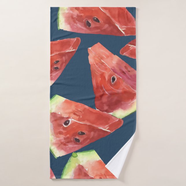 Seamless pattern. Slices of watercolor watermelon. Bath Towel (Bath Towel)