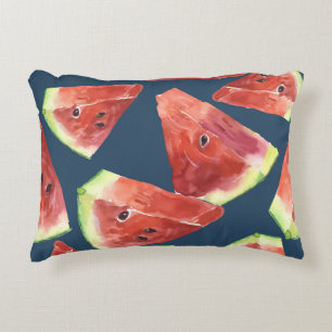 Seamless pattern. Slices of watercolor watermelon. Decorative Cushion