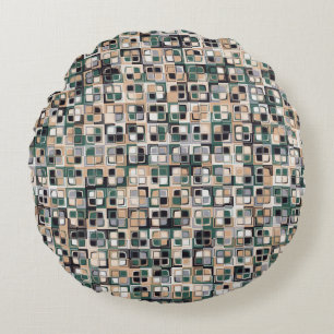 Seamless pattern. Squares forming a colorful pictu Round Cushion