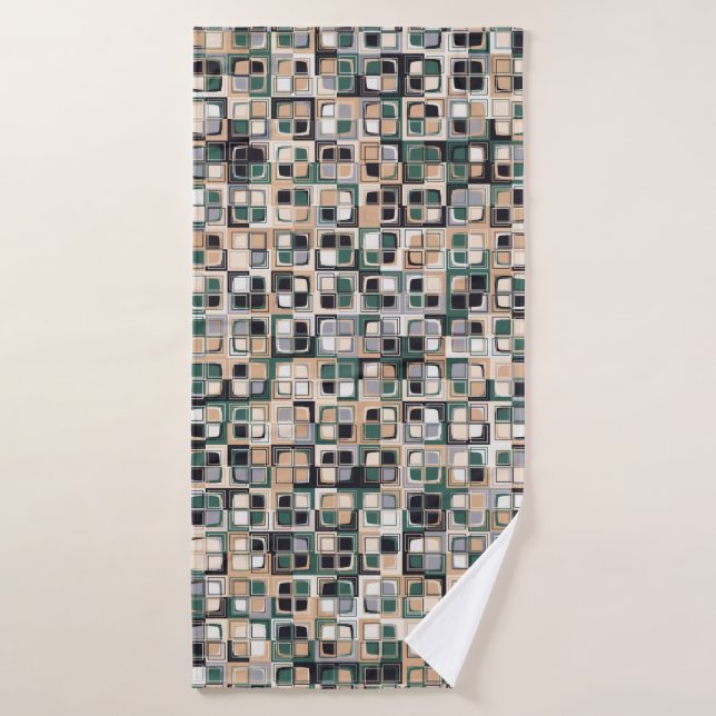 Seamless pattern. Squares forming a colourful pict Bath Towel (Bath Towel)
