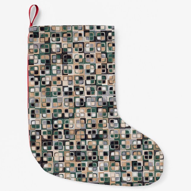 Seamless pattern. Squares forming a colourful pict Small Christmas Stocking (Front)